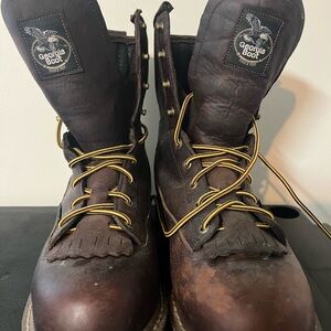 Men's Georgia Boot 8" Low-Heel Logger Steel Toe EH Waterproof Boots Size 10.5